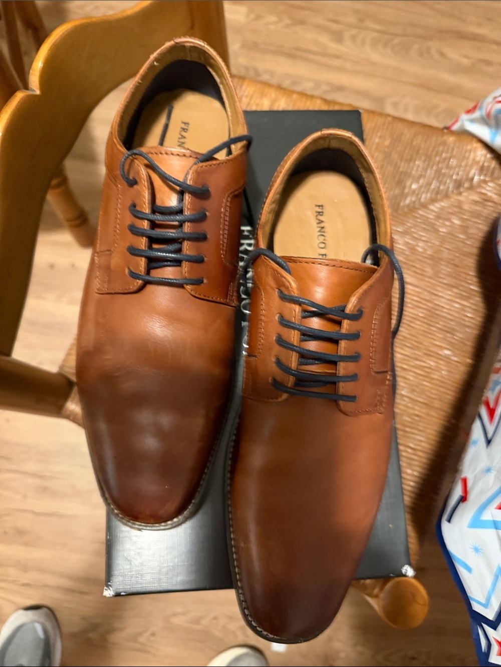 Men’s Tan Leather Dress Shoes - Classic Lace-Up FRANCO FORTINI SIZE 9